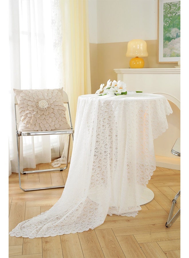 Lace Tablecloth,Small Table Cloth for Round Coffee Table 90 x 90cm -White - Image 4